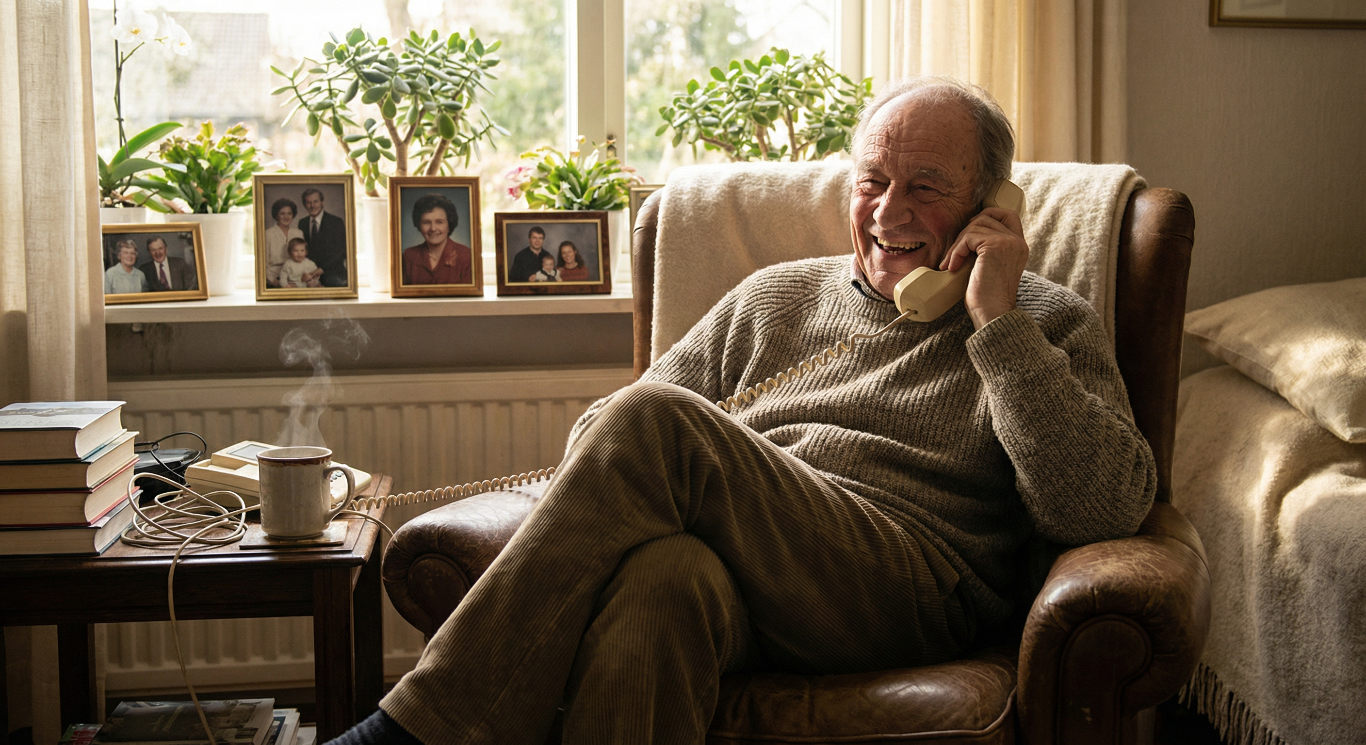 Happy senior enjoying a phone call